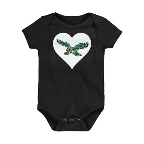 Philadelphia Eagles BLACK Baby Retro Heart Design Romper - 133416897
