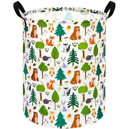 MAIZMZ Kids Animal Laundry Basket Nursery Hamper Storage Bins Gift Basket Clothes Organizer Toy Box Large Canvas Collapsible Chest for Home/Dorm/Kitchen/Pet/Office/Closet/Shelf/Room Decor