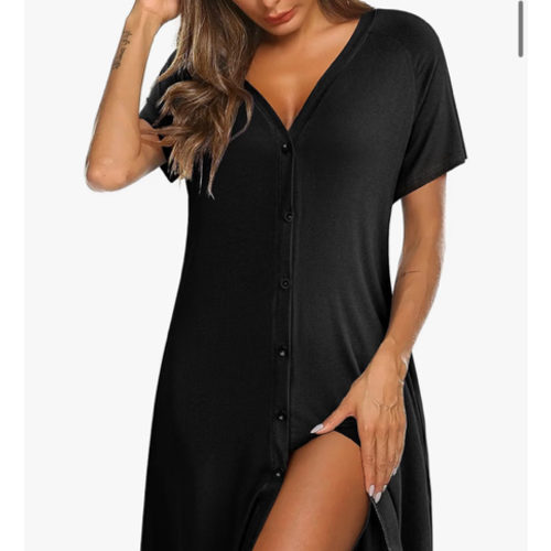 Ekouaer Nightgowns for Women Button Down Night Gown with Pockets