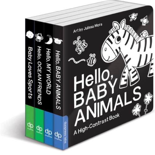 High Contrast Baby Book Set: 4 Board Books for Newborns