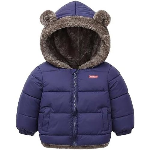 Infant Baby Winter Coat Bear Hooded Jacket Warm Fleece Snowsuit Windproof Outerwear for Toddler Boy Girl 9M-4T