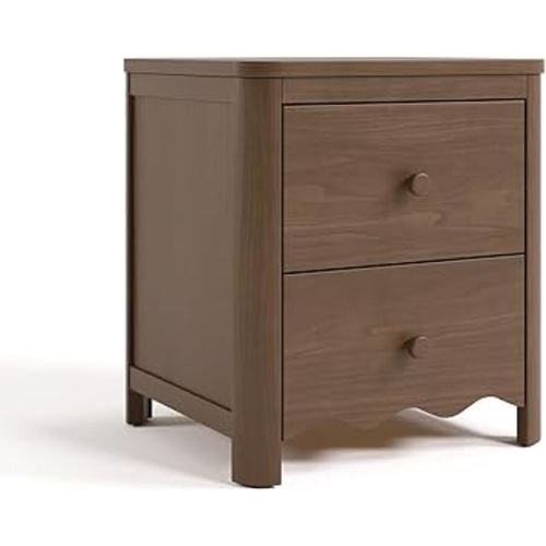 Storkcraft Casablanca 2 Drawer Nightstand (Hazelnut) - GREENGUARD Gold Certified, Storage for Kids Bedroom, Premium Wood Nightstand with Elegant, Iconic Wave Detailing and Rounded Posts