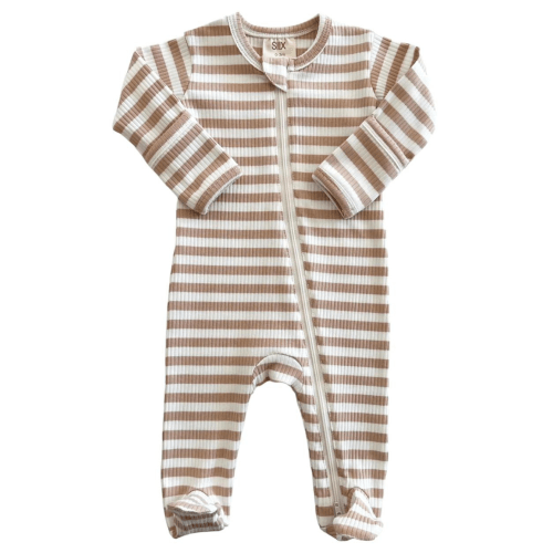 Tan Stripe / Organic Ribbed Zip Footie – SIIX COLLECTION
