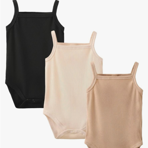OPAWO Sleeveless Onsies for Baby Girl Bodysuits 3 Pack Neutral Baby Clothes Summer Spaghetti Strap Tank Top Onsies Undershirt