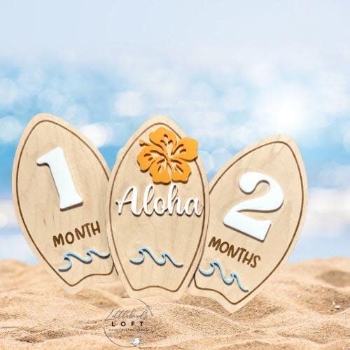 Surfboard Milestone, Beach theme Milestone, Surfboard Announcement, Ocean Milestone, Wave Milestone