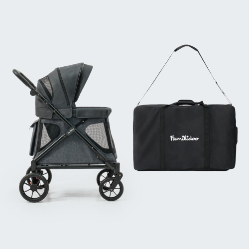 Familidoo Q1 2.0 Multi-Use Kids Wagon Stroller – Foldable, Lightweight & All-Terrain for Kids & Pets – 5-Point Safety Harness, Rain Cover & Compact Travel Design – Up to 132 lbs (Charcoal Gray) – Familidoo Products Corp