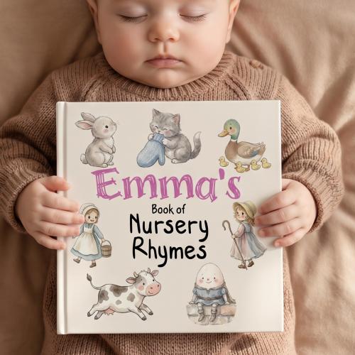 Personalized Nursery Rhymes Storybook | Baby Shower Present for Boy or Girl | Baby Keepsake Gift | Custom Name Children’s Book