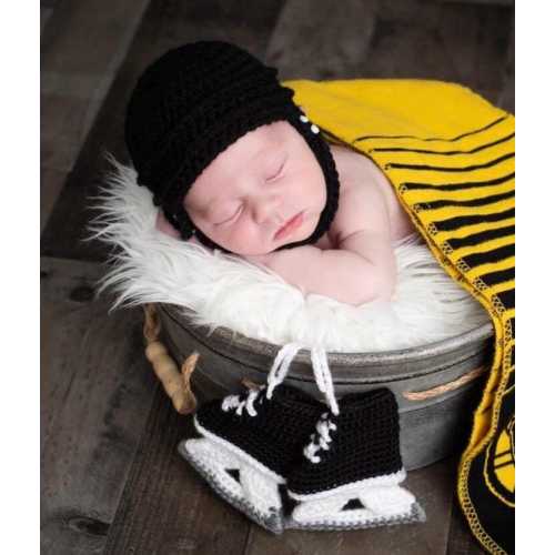 MADE-TO-ORDER Crochet Hockey Helmets & Skates, Set or Individual Items, Newborn/0-3 Months