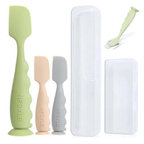 Baby Diaper Cream Spatula with Case-1 Large 2 Mini Butt Paste Spatula with 2 Travel Case-Soft Baby Butt spatula baby Diaper Cream Applicator-Diaper Rash spatula Bum Spatulas Brush