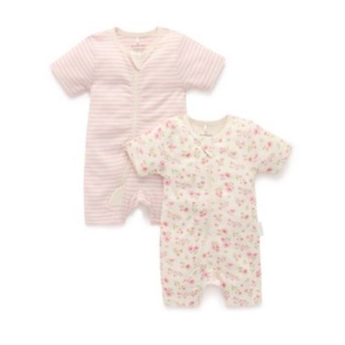 Baby Girls Short Sleeve 2 Pack Zip Coverall