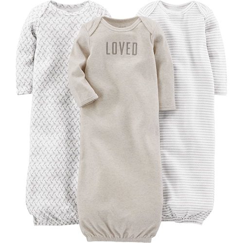 Simple Joys by Carter's Unisex Babies' Cotton Sleeper Gown, Pack of 3