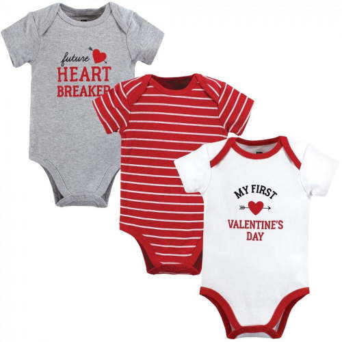 Hudson Baby Infant Boy Cotton Bodysuits, Valentine Heartbreaker, 0-3 Months