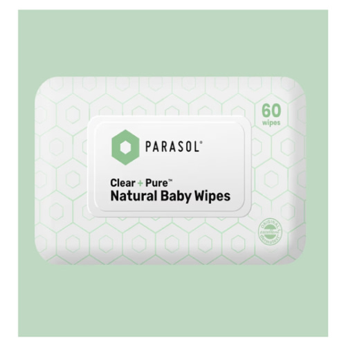 Parasol Clean+Pure Natural Baby Wipes, 99.9% Reverse-Osmosis Water, pH Balanced, Hypoallergenic Wipes, Plant Based, Alcohol-Free and Perfect for Sensitive Skin, 600 Count (10 Packs of 60)