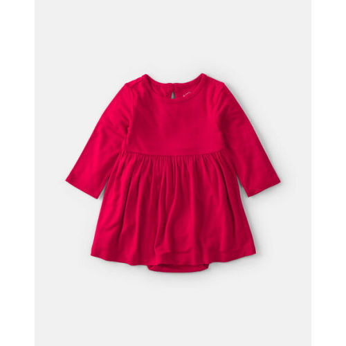 Baby Girl PurelySoft™ Long-Sleeve Bodysuit Dress - Red | Carter's