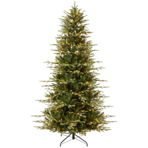 Best Choice Products 4.5ft Pre-Lit Artificial Slim Aspen Noble Fir Christmas Tree w/ 750 Branch Tips, 150 LED Lights