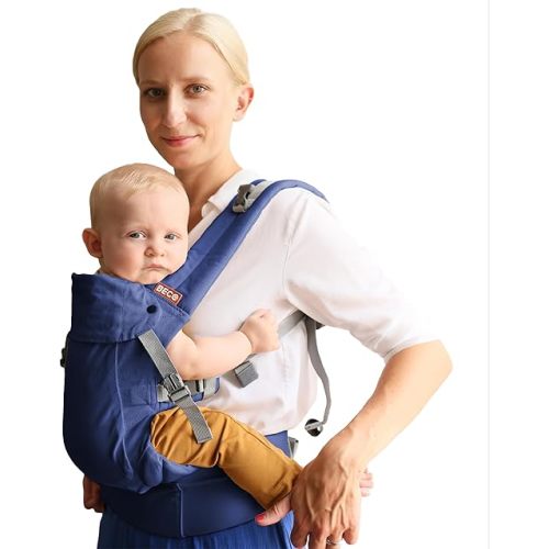 Beco Gemini 2.0 Baby Carrier Newborn to Toddler with M-Cloud™ Support - 4-Position Ergonomic Baby Carriers, Certified Hip-Healthy Newborn Carrier, Fully Adjustable to Fit All Parents (7–35 lbs) - Blue