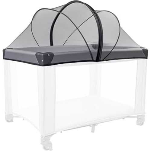 BEBONO Mosquito Net Cover for Pack N Play, Storage Bag Included, Black | Breathable Mesh, 2-Way Zipper, Adjustable Size, Keep Cats Out