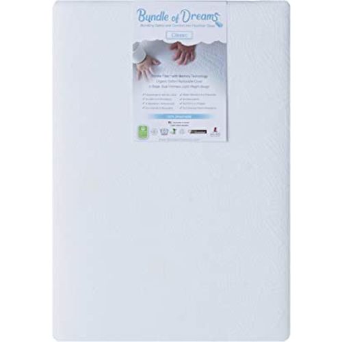 BUNDLE OF DREAMS Flagship 5" Organic Cotton Cover 2 Stage Mini Crib Mattress, 100% Breathable, Hypoallergenic, Non-Toxic for Portable Cribs or Mini Cribs