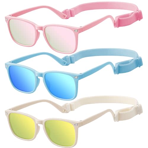 Baby Toddler Sunglasses with Strap, Boys Girls 0-24Months, UV400 Protection | Flexible TPEE Rubber Frame, Infant & Toddler Sunglasses, Comfortable Fit, Outdoor Travel Ready