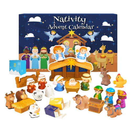 Kids Nativity Advent Calendar 2025, 25-Piece Christmas Story Playset, Christian Religious Advent Calendar Toy for Toddlers Boys Girls