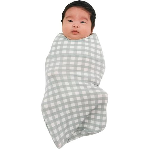 Konny Newborn Swaddle Pouch | Soft & Breathable Baby Sleepwear(0-3 Months) | Swaddles for Newborns, Nursery Swaddling Blankets (Sage Gingham)