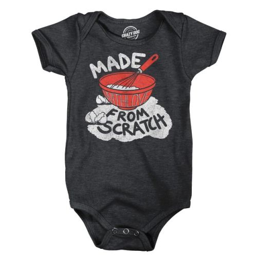 Made From Scratch Baby Bodysuit Funny Cooking Jumper For Infants - Crazy Dog Baby Bodysuit For Foodies Black Newborn