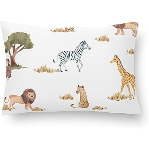 Sweet Jojo Designs Jungle Animals Boy Girl Unisex/Gender Neutral Mini Pillow with Pillowcase Toddler Neck Airplane Travel Essentials Small 12 x 8 in Must Haves Tiny Sleeping Pets Kid Bed Safari Animal