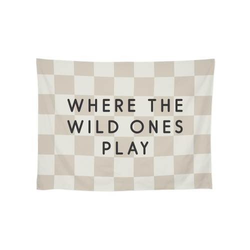 Where the Wild Ones Play Checkered Wall Art Banner, Kids Flag Banner, Room Decor, Wild Ones Play, Playroom, Wall Hanging, Multiple Colors