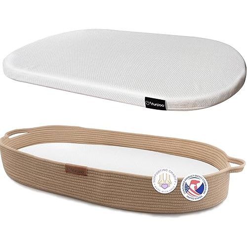 Yunioo Baby Changing Basket, Portable Diaper Changing Pad, Moses Basket for Newborns, Changing Table Topper for Baby Nursery, Waterproof Travel Pad Cover