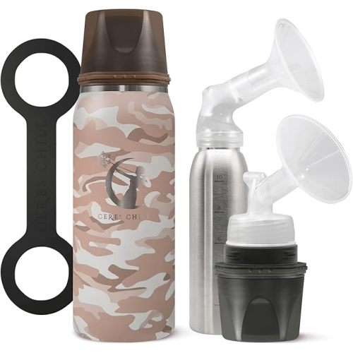 CERES CHILL OG Breastmilk Chiller & Warmer – 12–34oz Portable Breast Milk Cooler, Storage & Baby Bottle for Travel, Work or On-The-Go – Pump Compatible Container – in Plain Sight Camo