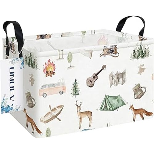 Rectangular Folding Laundry Basket,waterproof Canvas Basket,gift basket,Suitable for children's room,Office,Clothes,Toys Storage(Outdoor adventure)