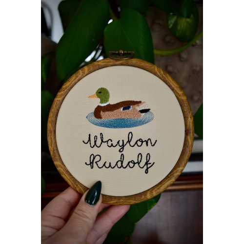 Baby Name Announcement, Embroidered Name Sign, Duck Baby Name Sign, Birth Announcement, Newborn Hospital Sign, Duck Sign, Duck Nursery Decor