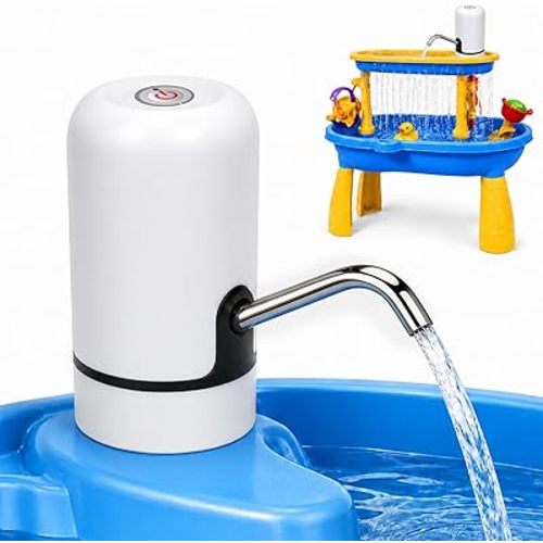 Water Table Pump Toy for Kids - Battery Powered Water Pump with 3 Hours Non-Stop Fun Summer Portable Outdoor Water Table Accessories for Toddlers Kids(White)
