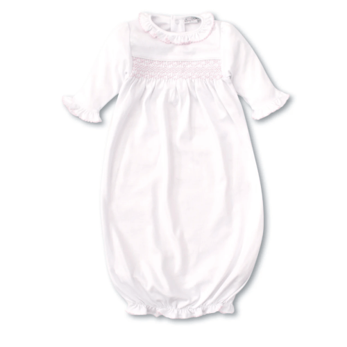 Hand Smocked CLB Charmed White/Pink Sack Gown