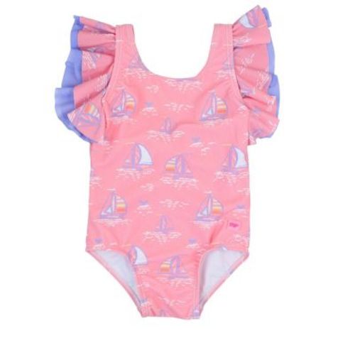 RuffleButts Girls UPF50+ Butterfly One Piece Swimsuit