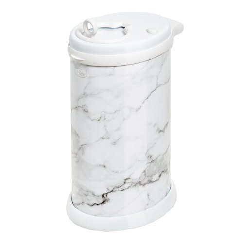 Ubbi Steel Diaper Pail, Marble, Odor Locking, No Special Bag Required