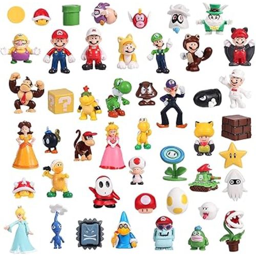 48 pcs/Set Mario Figures Toy - Mario & Luigi Figurines – Yoshi & Mario Bros Action Figures (2 inch)