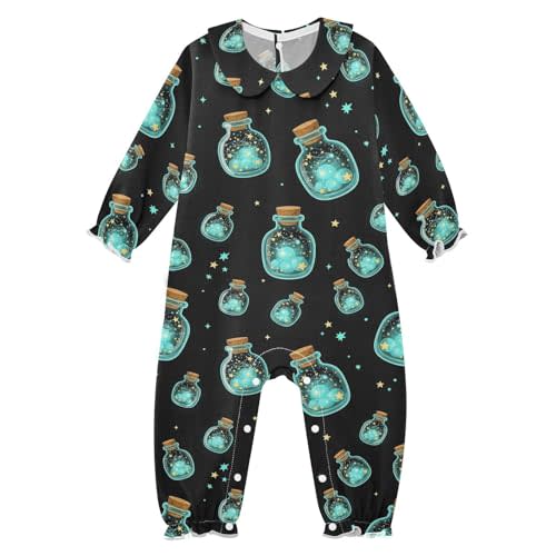 Baby Infant Girls Bodysuit One-Piece Jumpsuit Peter Pan Collar Long Sleeve Rompers Baby Clothes Outfits for 0-24 Months