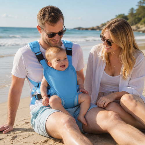 Neoprene Water Baby Carrier Newborn to Toddler, Ergonomic Waterproof Infant Chest Holder with Adjustable Straps, Breathable & Lightweight Baby Wearing Gear for Summer Pool Swimming & Beach