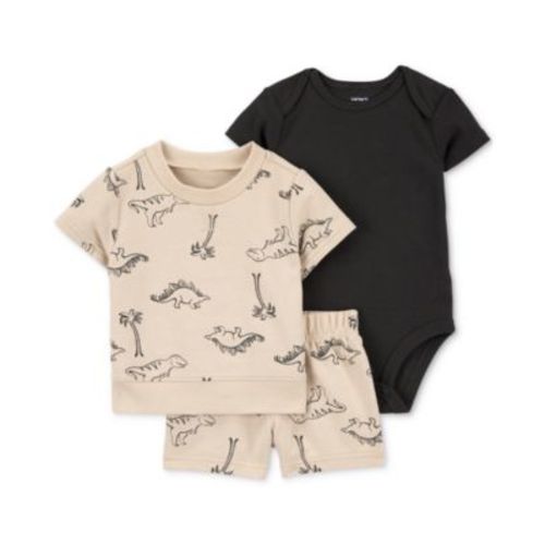 Baby Boys Cotton Dinosaur T-Shirt, Shorts & Bodysuit, 3 Piece Set