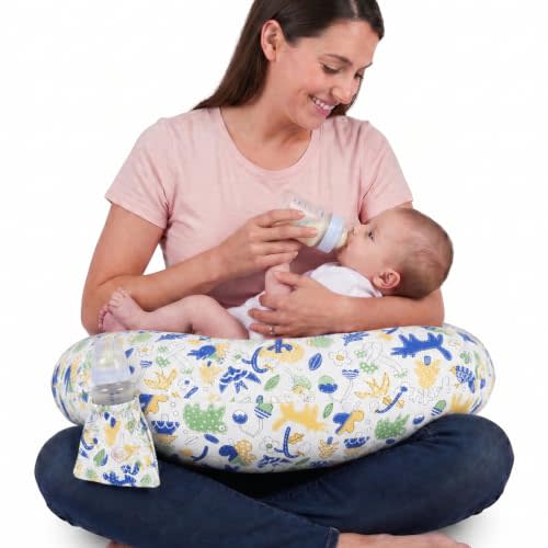 Nursing Pillow, Breastfeeding Pillow with Safety Buckle - Upgraded Design for Breastfeeding & Bottle Feeding, Large Size for Tummy Time & Sitting Support, Breathable Washable Cover