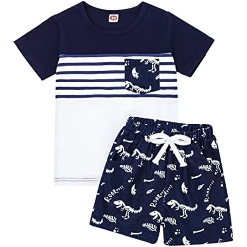 Toddler Baby Boy Clothes Boys Summer Outfits Short Sleeve Dinosaur T-Shirt & Shorts Set 2Pcs