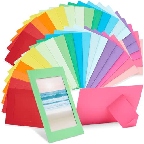 Juvale 100 Pack 4x6 Cardboard Picture Frames, Colorful Paper Photo Frames with Easel Stand, Bulk DIY Craft Frames for Kids, Classrooms, Scrapbooking, Arts & Crafts, Assorted Bright Colors