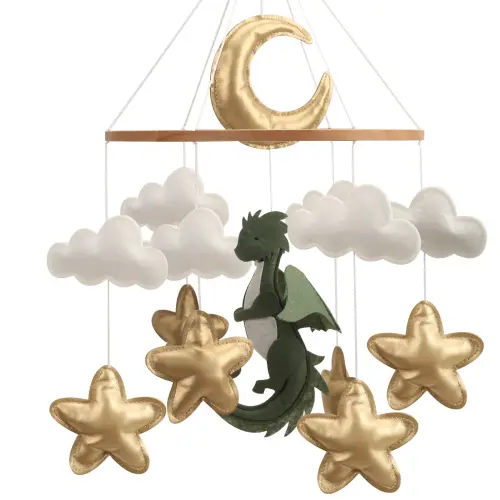 Dragon Baby boy mobile Fantasy nursery baby mobile Golden moon and stars hanging toy Baby shower gift - AliExpress 26