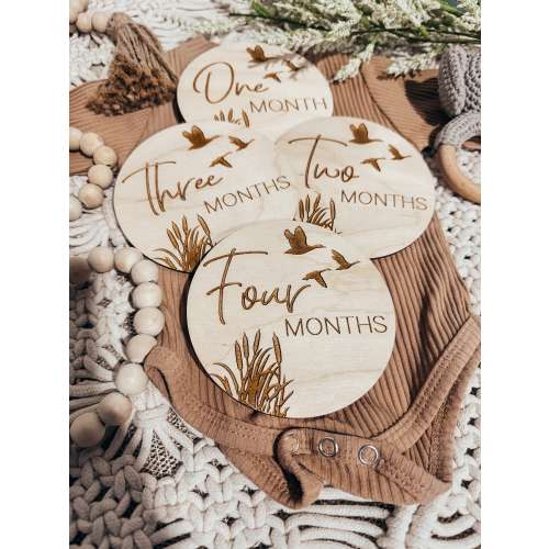 Duck Hunting Baby Milestone Markers: Personalized Wooden Photo Prop