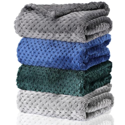 Frienda 4 Pcs Baby Fuzzy Blanket Fluffy Baby Blanket for Boys Girls Soft Warm Infant Newborn Toddler Receiving Nursery Bed Supplies, 32 x 24 Inch(Dark Color)