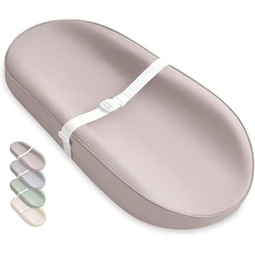 Blissful Diary Vegan Leather Baby Changing Pad with Waterproof & Wipe-Clean PU Cover, Avocado Size Cozy Diaper Changing Pad for Dresser and Table, Taupe