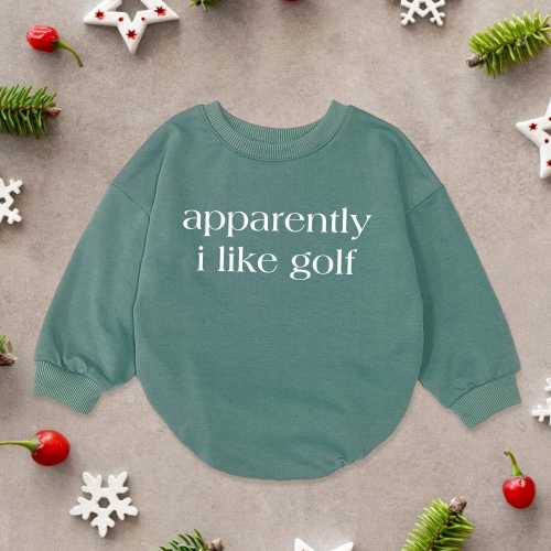 Apparently I Like Golf Embroidered Baby Bodysuit, Funny Romper