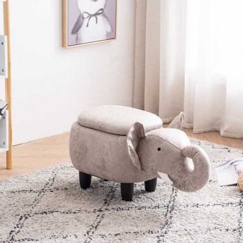 Animal Elephant Storage Upholstered Kids Ottoman