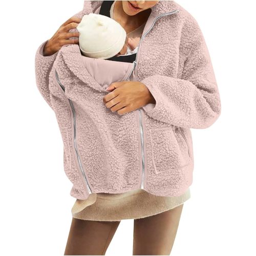 Baby Wearing Jacket Women Thicken 2 in 1 Maternity Winter Coat Zip Up Babywearing Jacket Sherpa Kangaroo Hoodies